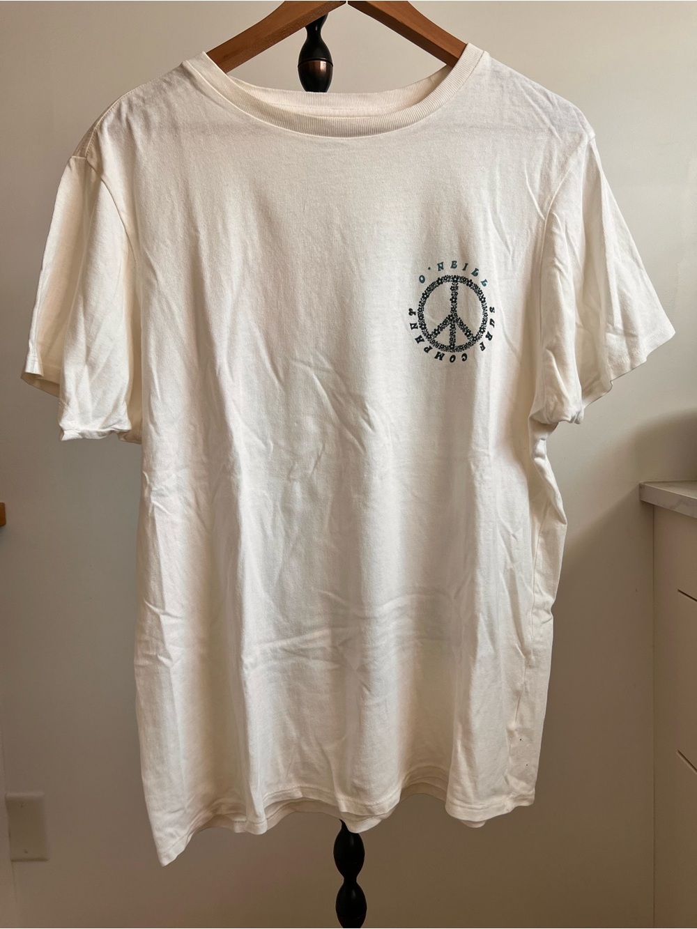 O'Neill Cream Short-Sleeve Oversized Tee with Peace Graphic